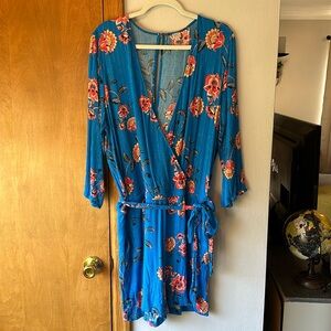 LOFT Beach Shimmer Garden Romper Blue Size XXL